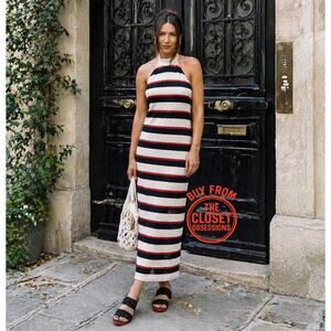 ZARA Striped Halter Midi Dress NWT Size M